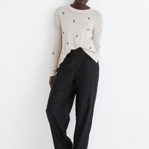 MADEWELL Bow Jacquard boxy cropped popover sweater with a touch of cashmere